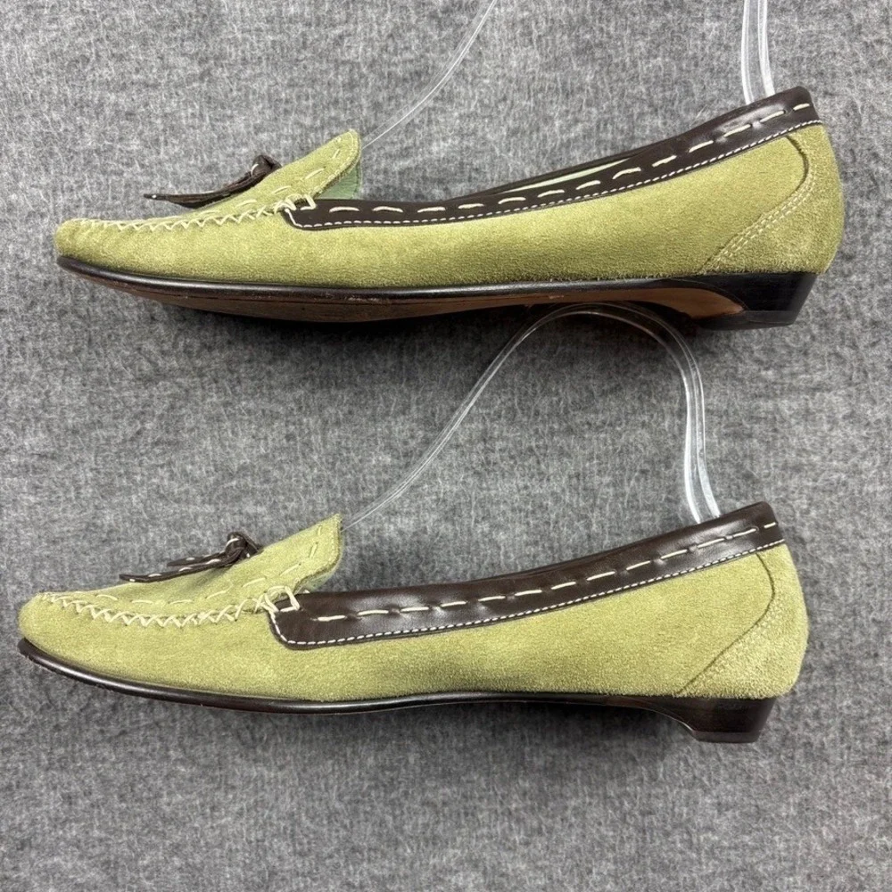 Cole Haan Olive Green Suede Leather Loafers Size 6B Women's Comfort Dress‎ Shoes